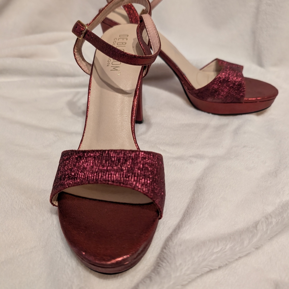 De Blossom Collection Red Platform Heels with Ankle Strap - Picture 3 of 3
